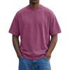 Herren Schwarzes gewaschenes Rundhals-T-Shirt Lockere Passform Kurzarm Lässiges einfarbiges Oberteil
