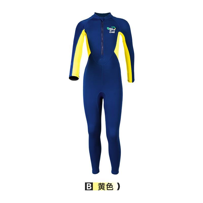 Kids UV Protection Long Sleeve One-Piece Swimsuit Swimming Snorkeling Surfing Quick-Dry Rash Guard Small жёлтый