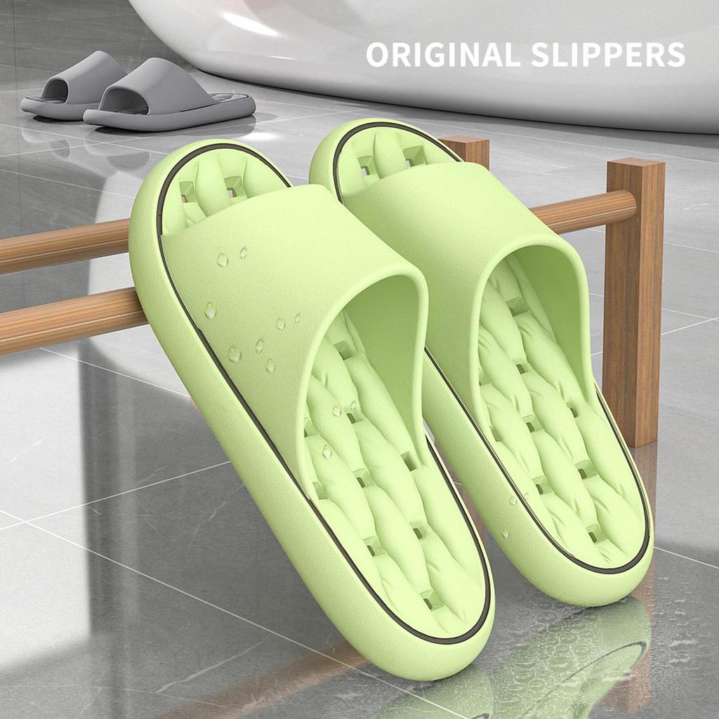 EVA Women Bathroom Slippers Flat Leaky Home Slides Quick Drying Comfortable Non-slip Slippers Lightweight Men Indoor Slippers