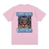 Vintage Tummy Ache Survivor Funny Cat Meme Printed Tee Shirt Women Clothing Fashion Short Sleeve Harajuku Oversized T Shirt