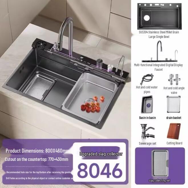 Thickened 304 Stainless Steel Veggie Washer with Digital Display & Honeycomb Design