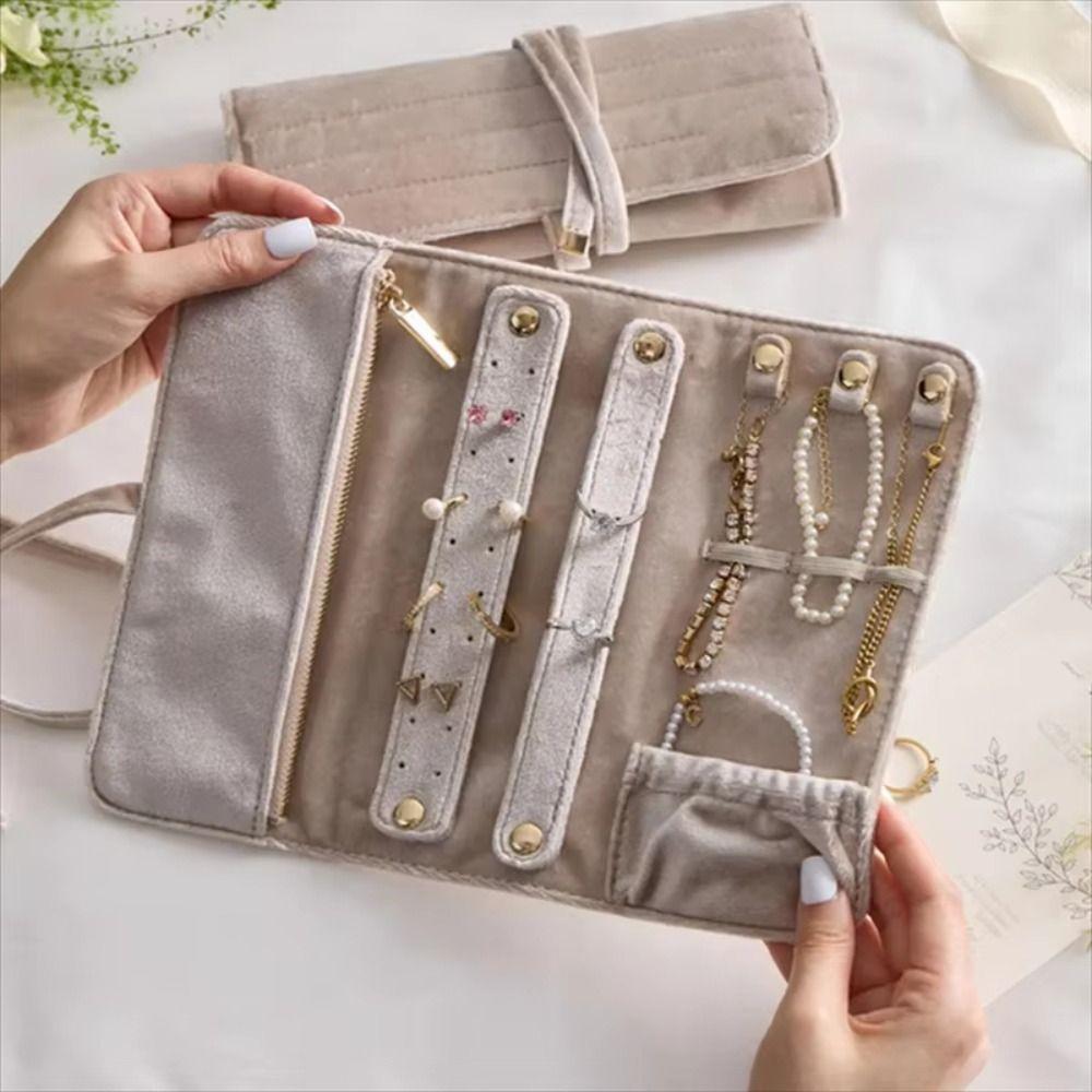 Lace Up Jewelry Storage Bag Bracelet Necklace Velvet Jewelry Holder  Outdoors