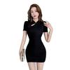 Summer Retro Cheongsam-Style Short Dress: Solid Color, Frog Button, Waist-Cinched, Sexy Fit