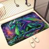 Green and Purple Dragon Rug - Fantasy Animal Non-Slip Floor Mat for Bedroom - Washable Indoor Outdoor Entryway Carpet Rug