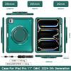 For iPad Pro 11 (2025)/11 (2024) Case Rotary Kickstand PC+TPU+Silicone Cover with Shoulder Strap
