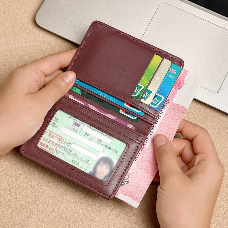 Black Brown Ultra Thin PU Leather Mini Small Wallet Men's Multi Card Slot Purse Business Credit Card Bank Card Case Holder