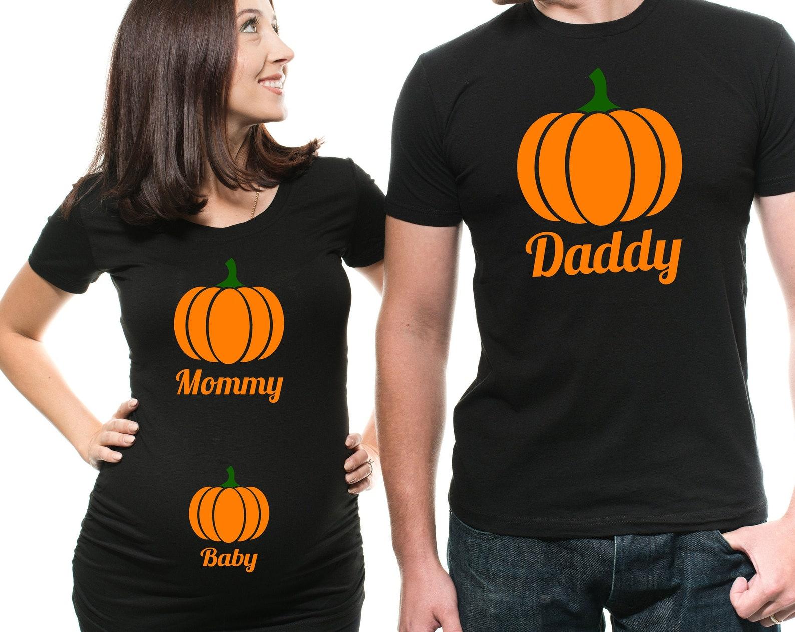 Pumpkin Halloween Couple Shirts: Maternity Pregnancy Costume T-Shirt 4XL