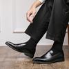 New Men's Pointed Patent Leather Dress Business Casual Shoes Male Black Brown Loafers Wedding Dress Homecoming Footwear