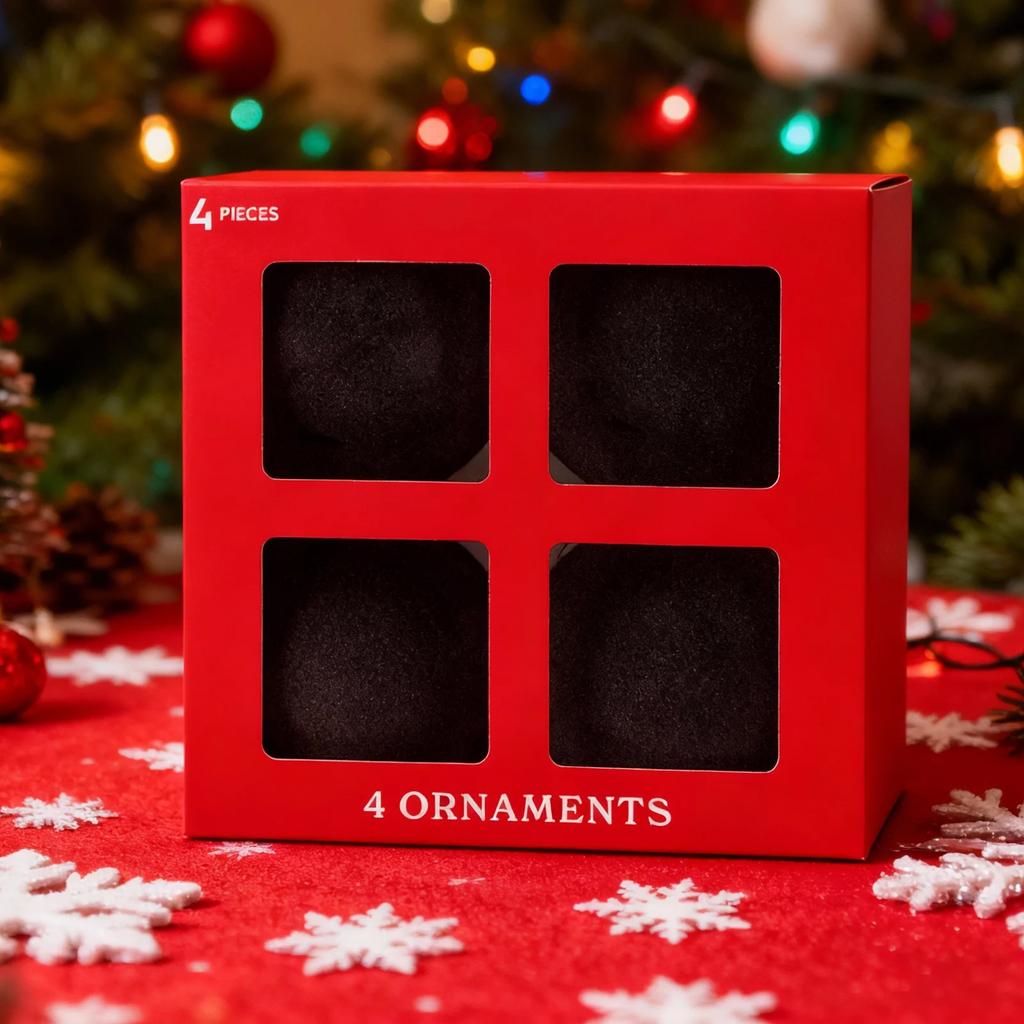 Dark Red Flocked Ball Christmas Ornaments, Lightweight And Easy To Hang Classic Holiday Style