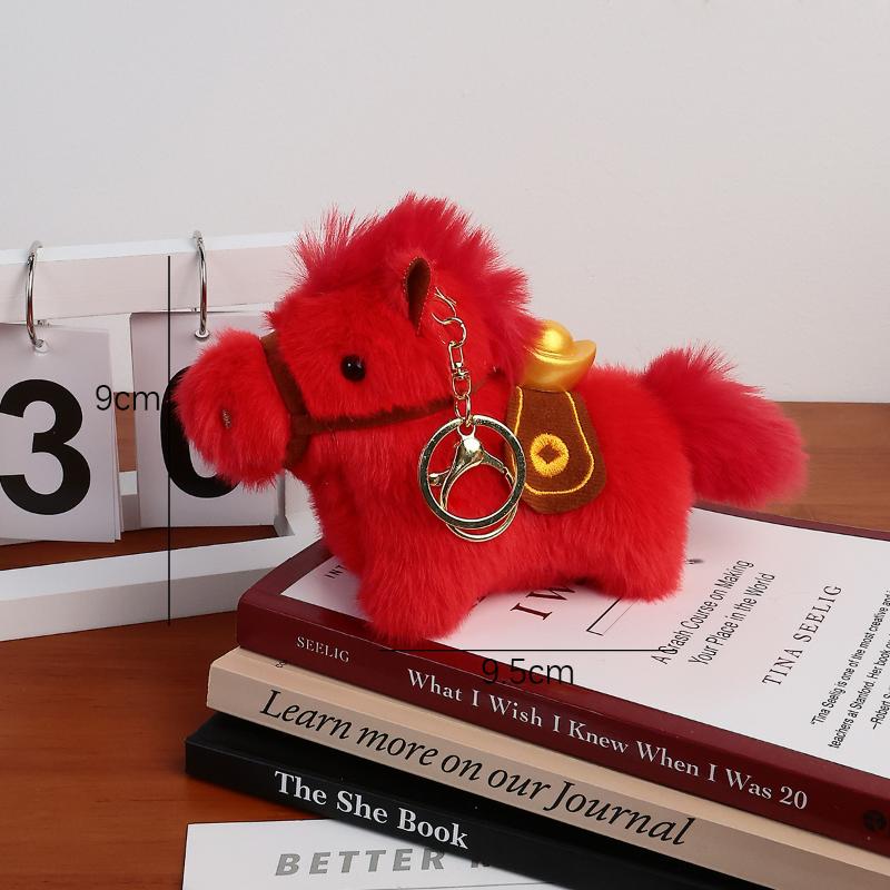 

The Year Of Horse Mascot Keychain Chinese New Year 2026 Pendant Cute Cartoon Plush Pony Keyring Spring Festival Party Supplies A2