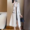 Women's Khaki Trim Long Trench Coat