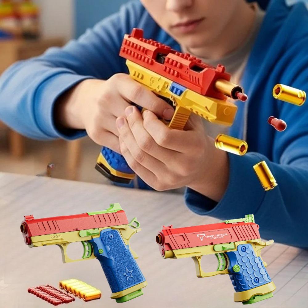 G172011 Shell Throwing Continuous Firing Airsoft Blowback Empty Hanging Toy Gun Soft Bullet Launcher for Children Birthday Gift