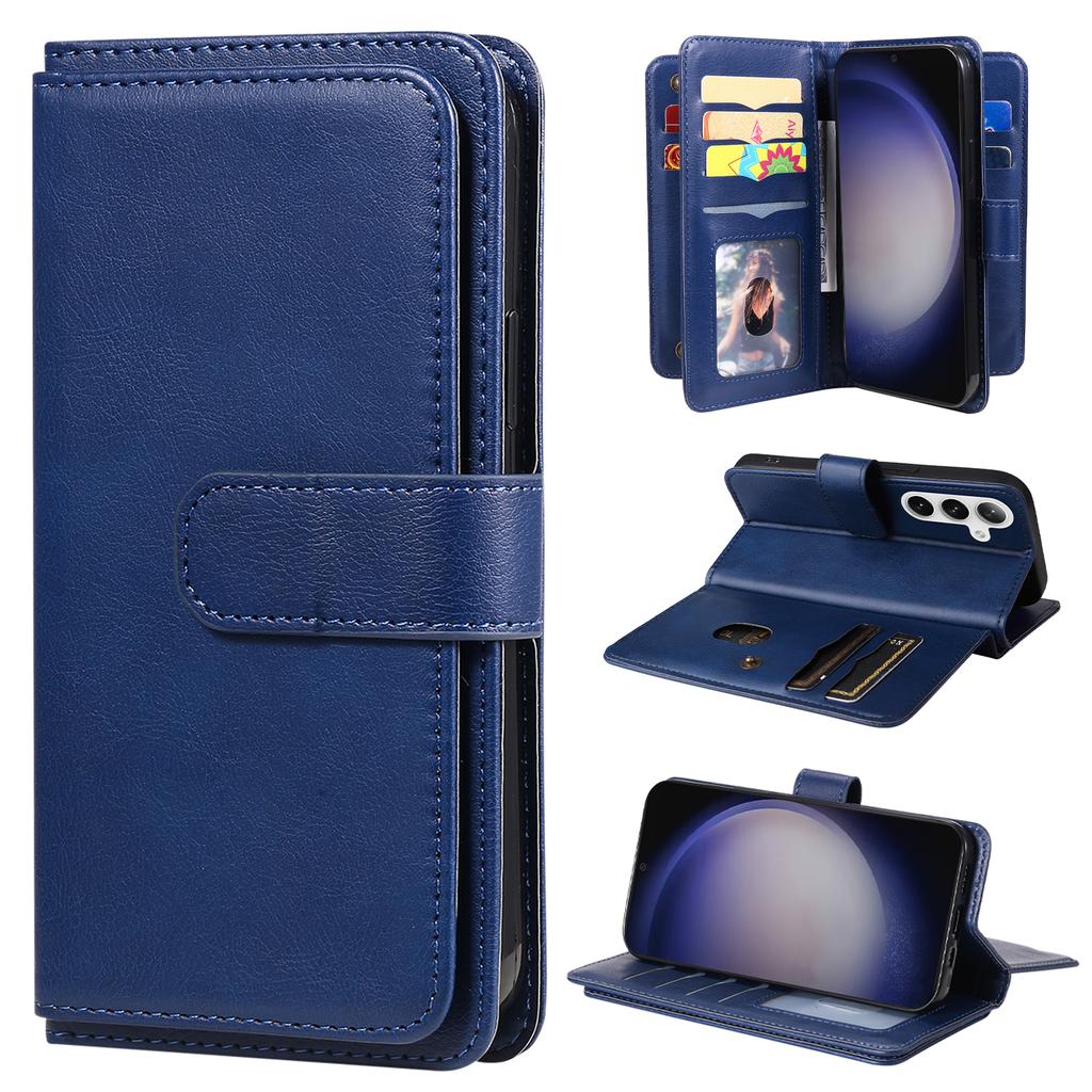 For Samsung Galaxy S25/S24 Leather Case with 10 Card Holder Phone Cover Stand