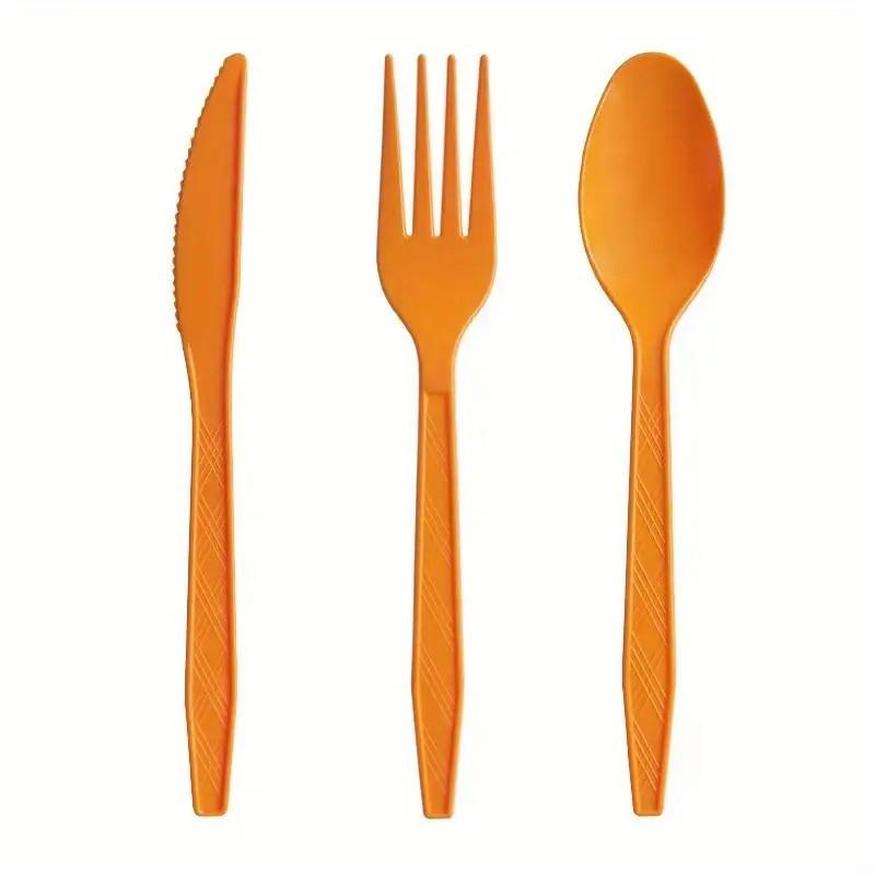75 Sets of Reusable Multicolor Plastic Cutlery Knives, Forks and Spoons, Which Are Very Suitable for Dining Parties.