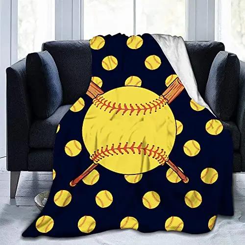 Baseball Throw Blanket for Bed Couch Sofa Living Room Decor Soft Warm Lightweight Flannel Blanket Ball Sport Theme Print Blanket