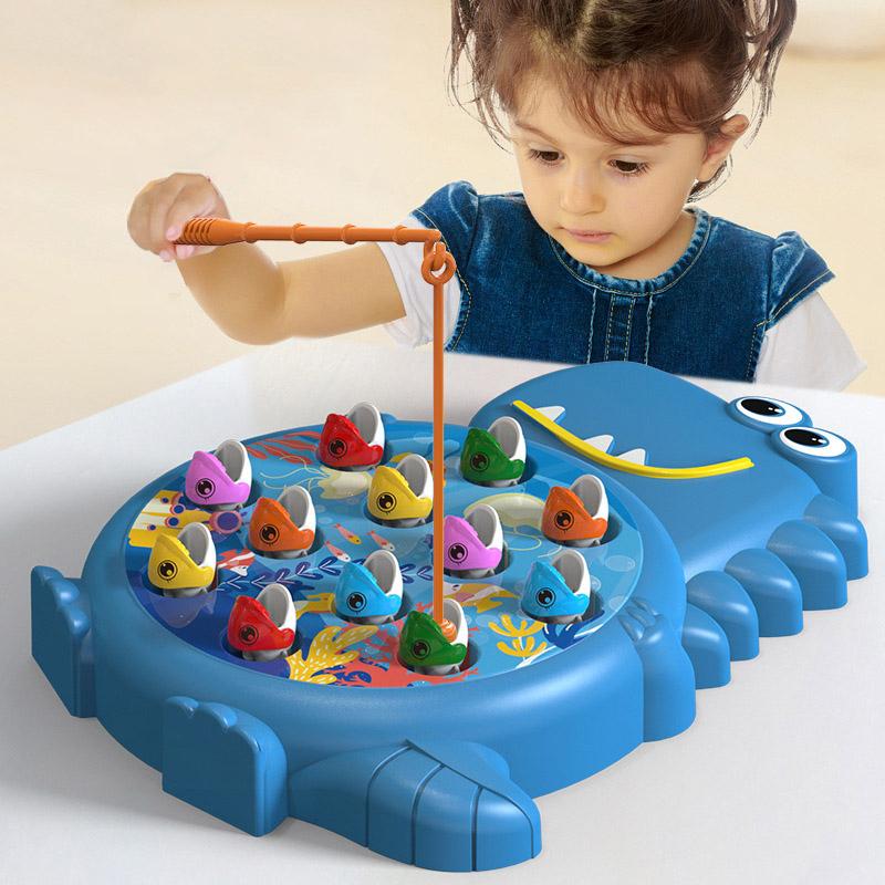 Imitation Magnetic Dinosaur Fishing Plate Toys Play Rod Game Toys For Children Baby Montessori With Rod Kids Educational Gift