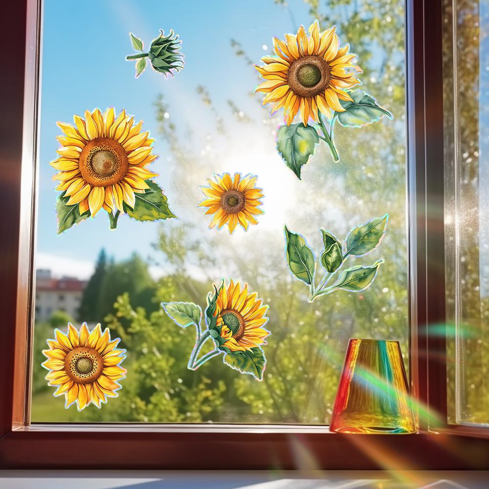 Frische Sonnenblume Glasfenster Auslage Balkon Heimverschönerung und Dekoration Antistatische Fensteraufkleber