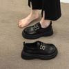 Small leather shoes women's British style spring and autumn new retro round head jk single shoes college style thick sole