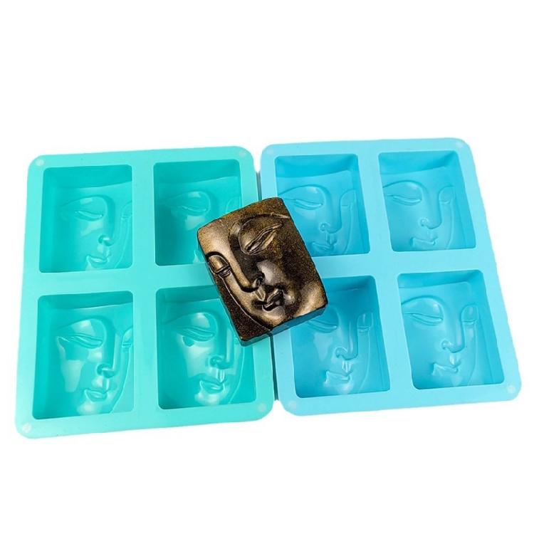 Silicone Mould Human Face Soap Resin Mould 4 Holes Buddhas Portrait Candle Molds