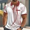 Fashionable Summer Short Sleeved Men's Polo Shirt with 3D Printed Stripes