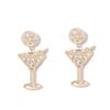 Cross-border New Creative Carnival Party Diamond-encrusted Fashion Wine Glass Shape Earrings, Super Flash Hollow Fashion Personalized Models