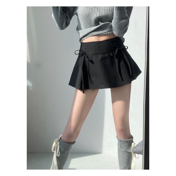 Women's High-Waist Slimming Bow A-Line Midi Skirt - Spring/Summer Fashion & Versatile Hip-Hugging Skirt