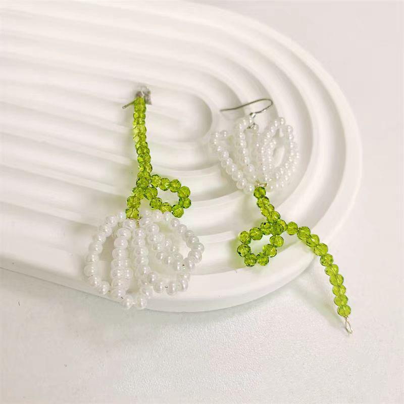 Pastoral Style Tulip Beaded Flower Earrings Forest Style Asymmetrical Spring And Summer Earrings Small Fresh Sweet And Gentle Earrings