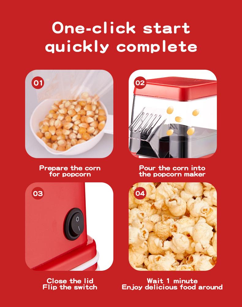 Mini Retro Electric Popcorn Maker for Home - Air-Pop Small Corn Popping Machine