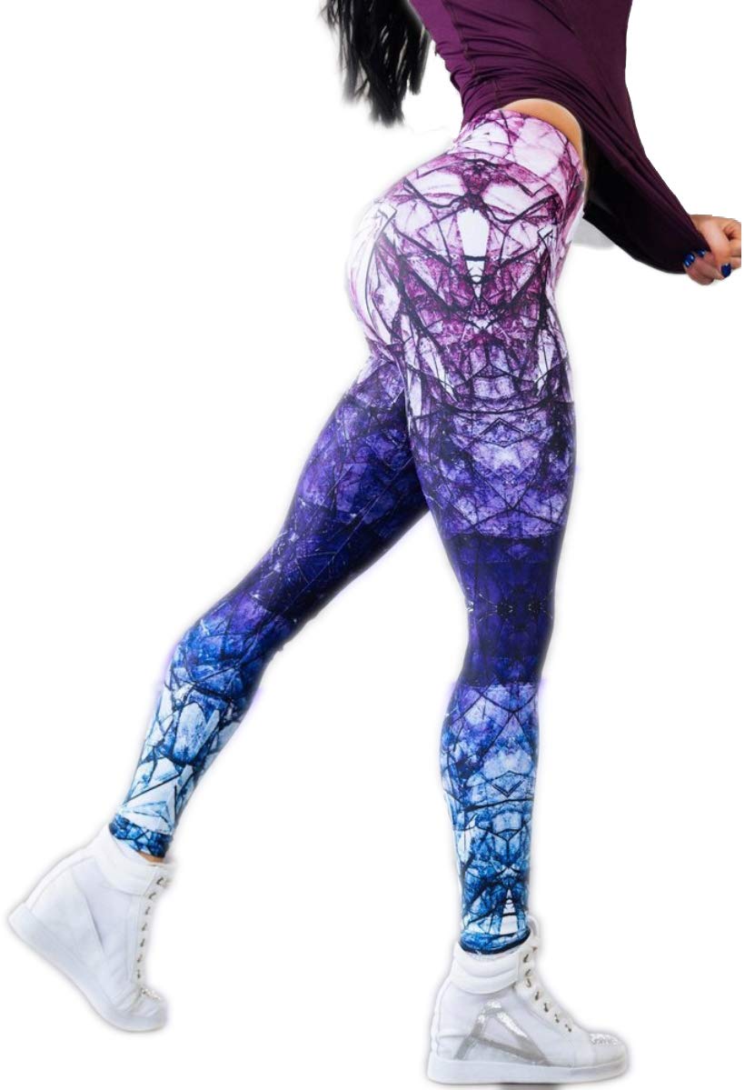 

Горячие фиолетовые x белые леггинсы B-STYLE, тай-дай, йога, йога, бег, фитнес, (M)