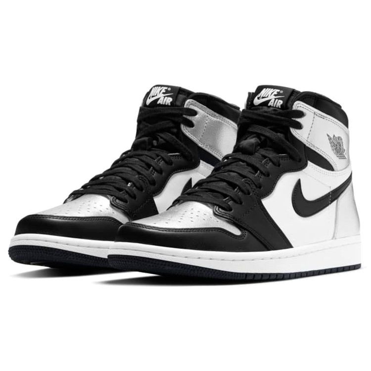 Air Jordan 1 Retro High OG Silver Toe Women Sneakers Black Metallic-Silver White CD0461-001