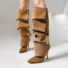 Rutschfeste Schuhe, High Heels Spitzstiefel, Lange Stiefel, Übergröße, Damenschuhe, Stiefeletten