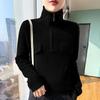 Women's Pure Wool Rib Knit Half Zip Sweater - Autumn/Winter Collection