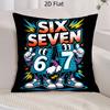 1 Stück Retro Cartoon 67 Maskottchen Kissenbezug, 2D Zweiseitiger Druck Weicher Polyester Kissenbezug für Zuhause Sofa Schlafzimmer Auto Deko