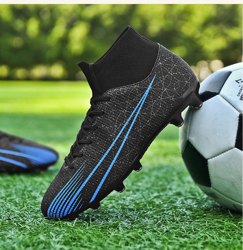 Spike football shoes children's leather foot sports shoes men's boots foreign trade high top large size 46 47 sneakers