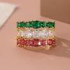 [Retro Bohemian Ring] Marquis Cut Red, White & Green Cubic Synthetic Zirconia Handmade Retro Bohemian Women's Engagement Ring | Golden-Tone KC Plating