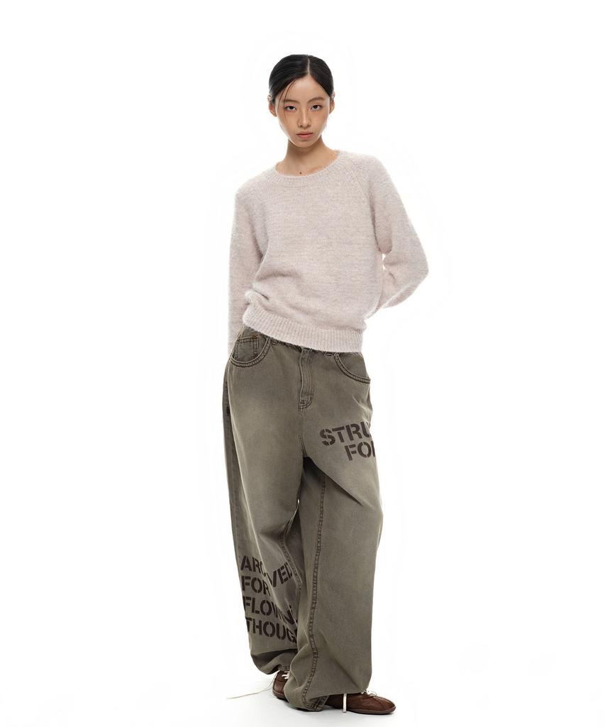 AEGO FREEDOM LAB Canvas Tag Round Knit_Oatmeal