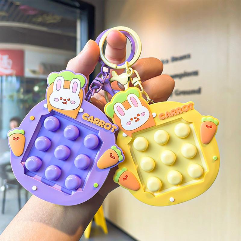 Adorable Silicone Carrot Rabbit Keychain Stress Relief Toy For Bags And Cars