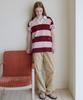 Nounbeleo Bold Stripe Collar Half T-Shirt [Knss08Ts12]_Pink