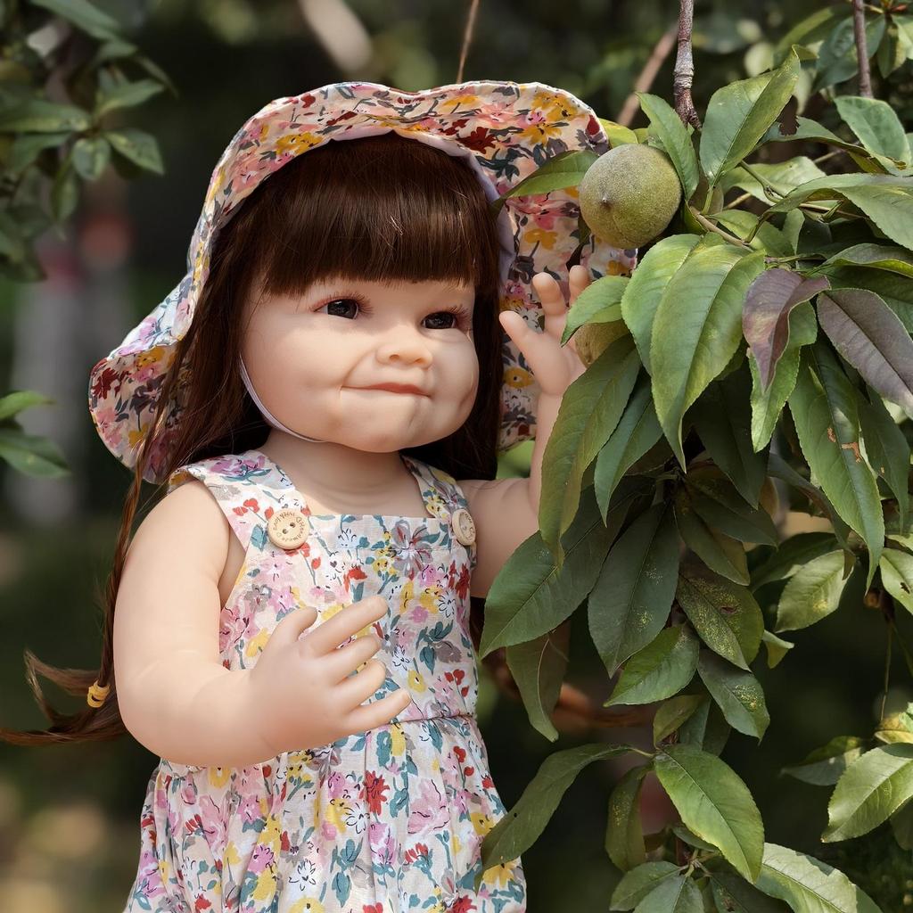 KEIUMI Reborn Baby Girl Dolls 55 Cm Full Silicone Vinyl Body Bathe Lifelike Princess Bebe Newborn Dolls Fashion XMAS Easter Gifts