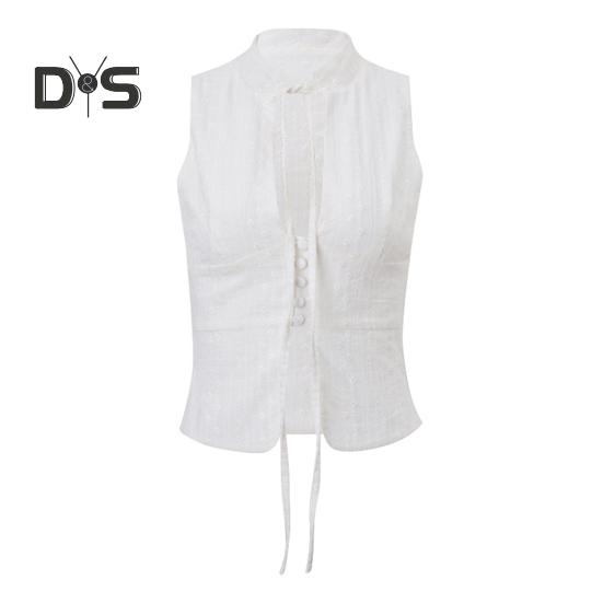 

Женские топы-безрукавки однотонные с воротником-стойкой в стиле ретро без рукавов для летних каникул, вечеринок, клубов, повседневной носки L белый