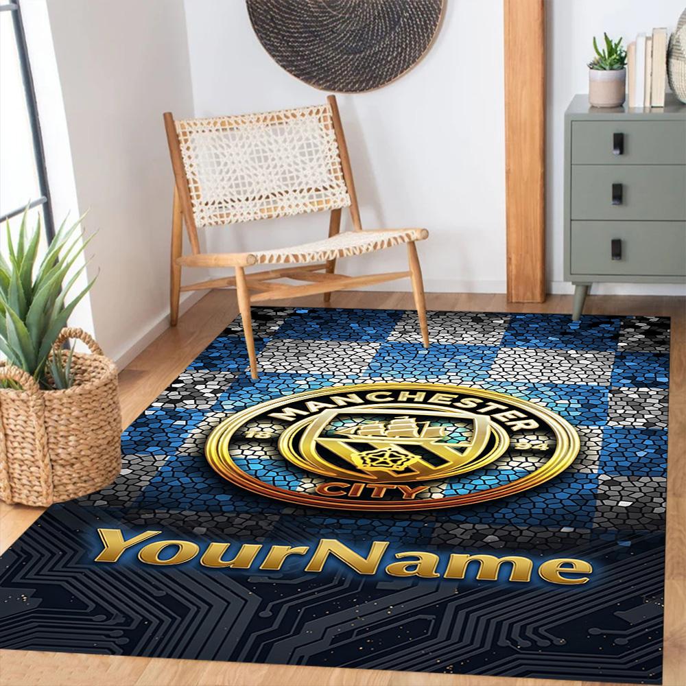 Manchester City Personalized Name Carpet Suitable for Balcony Game Room Outdoor Kitchen Antislip Carpet Decorate Offices