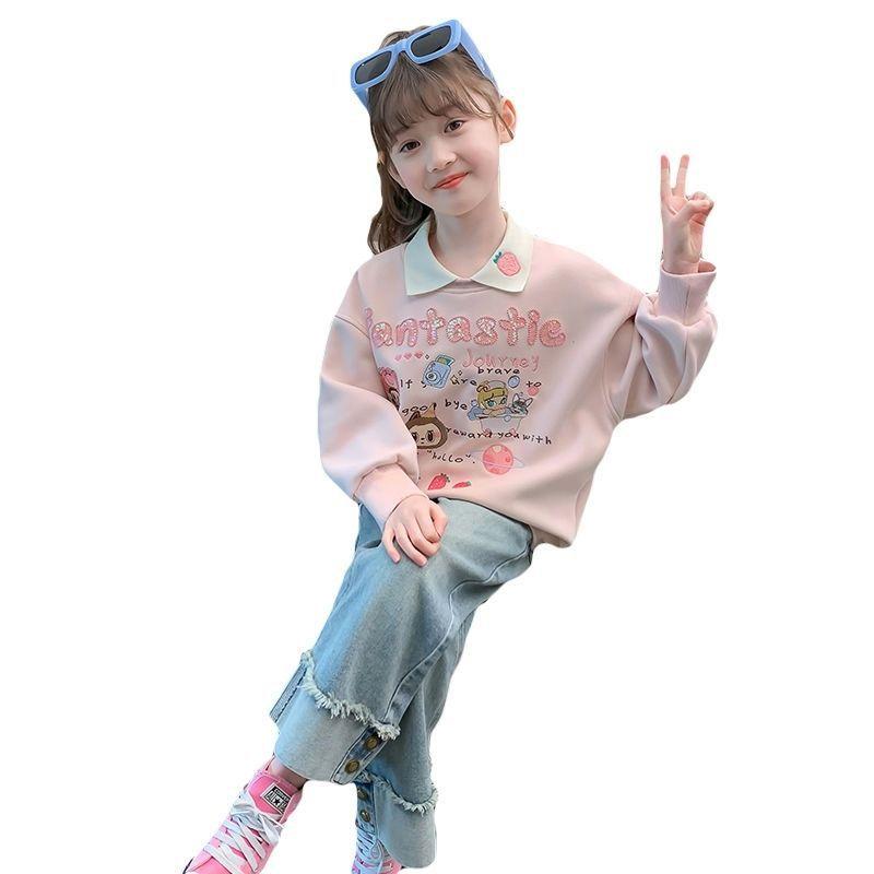 Girls Printed Hooded Sweatshirt Long Sleeve Casual Top for Spring and Autumn