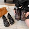 Thick-soled Heightening Small Leather Shoes Women's 2025 Autumn New British Style High-heeled Thick Heel Versatile Skirt Loafer Single Shoes