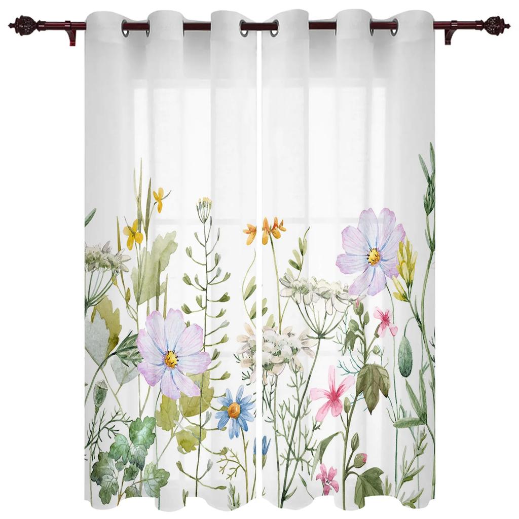 Spring Flower Plant Vanilla Wildflower Curtains for Bedroom Living Room Drapes Kitchen Kid's Room Window Curtain Home Decor