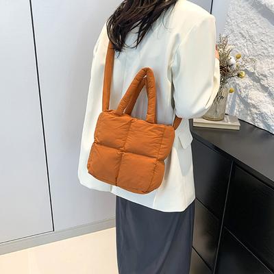 Feminine Padded Nylon Shoulder Bag Space Cotton Shoulder Bag Crossbody Small Women's Totes Purple Fashion Designer Winter