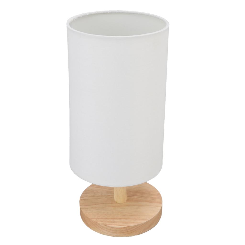 Simple Bedside Table Lamp Dimmable LED Retro Fabric Wooden Bedside Nightstand Lamp for Bedroom