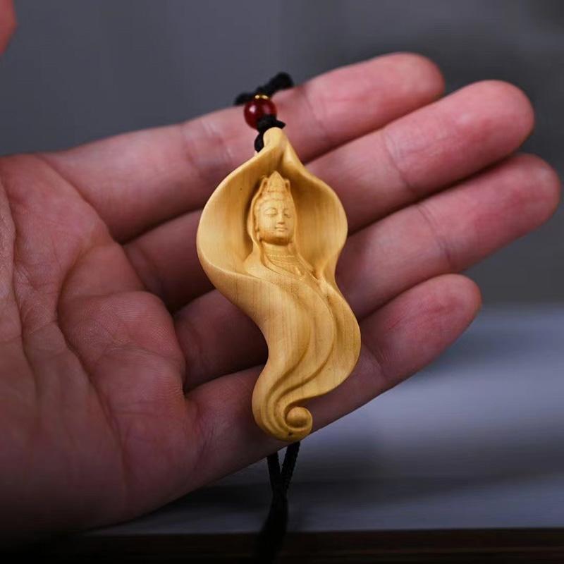

Чистая Натуральная Скульптура из Массива Дерева Подвеска Сянъюнь Гуаньинь ,Китайские Статуи Будды Дом Комната Автомобиль Мужчины И Женщины Подвеска Фэн-шуй
