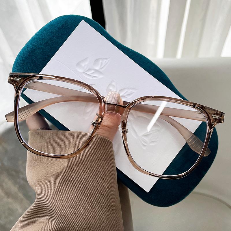 TR90 Rivet Large Frame Women's Anti-blue Light Flat Mirror Xiaohongshu Plain-face Internet Celebrity with Myopia Glasses Frame