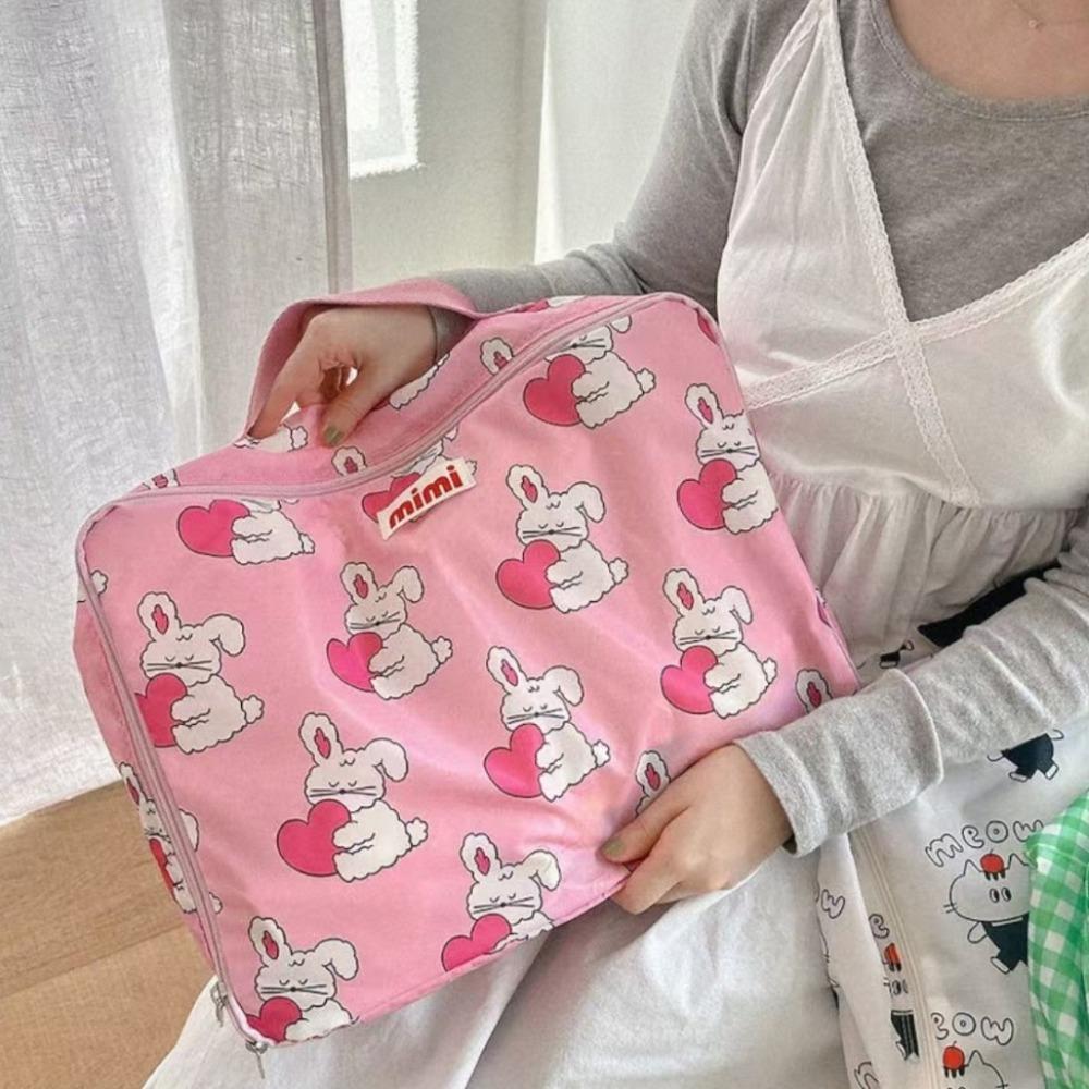Portable Storage Bag with Zipper Handheld Bag Korean Tote Bag  Storage Organizer