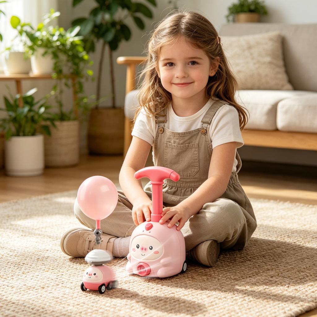 Children's Balloons Car, 2-in-1 Balloons Cars Set With Manual , Inertial Balloons Car, Three Adorable Designs